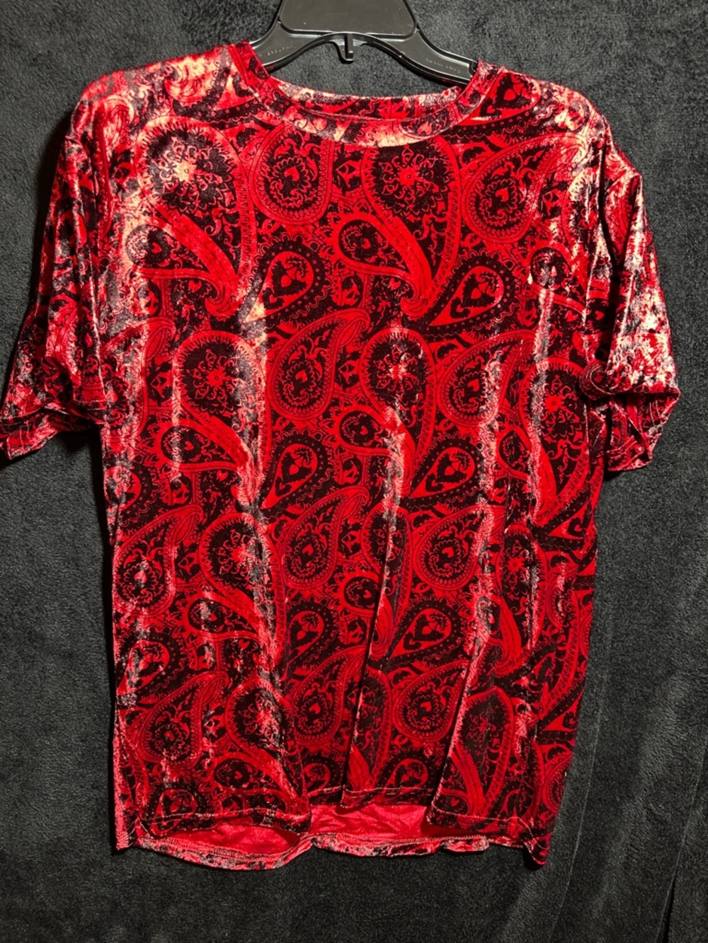 Forever 21 Red and Black Paisley Velvet Top